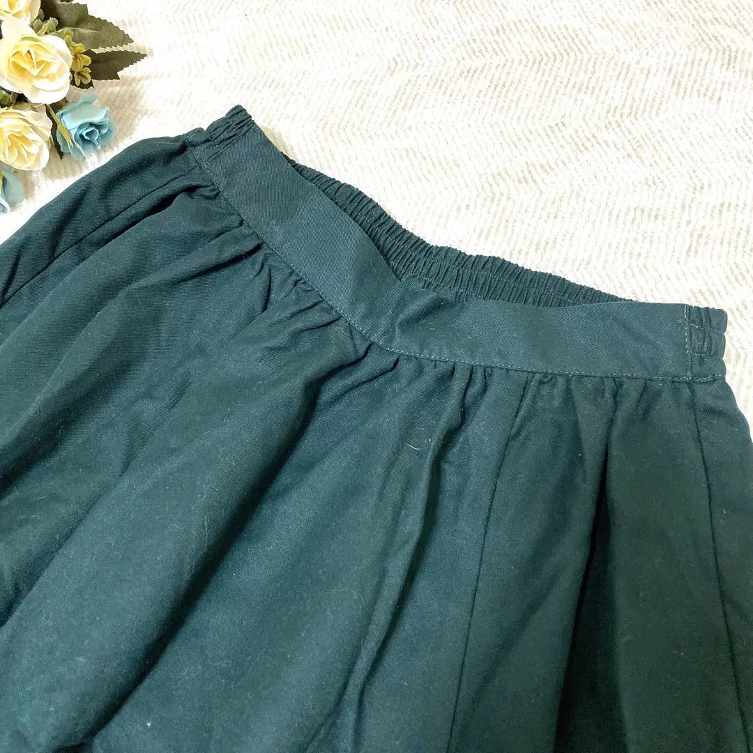 [Women's] Knee-length skirt (F) Green Normcore Elastic waist Simple