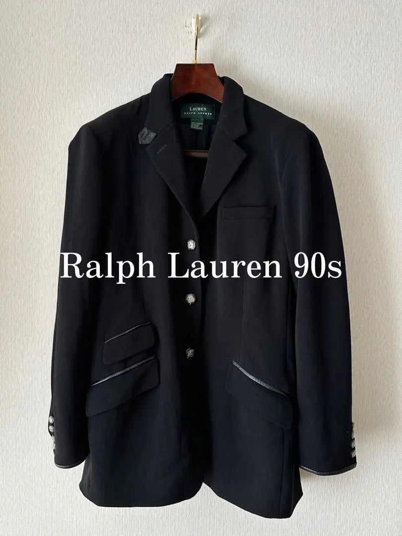 Chaqueta de lana y cuero de los años 90 de Ralph Lauren