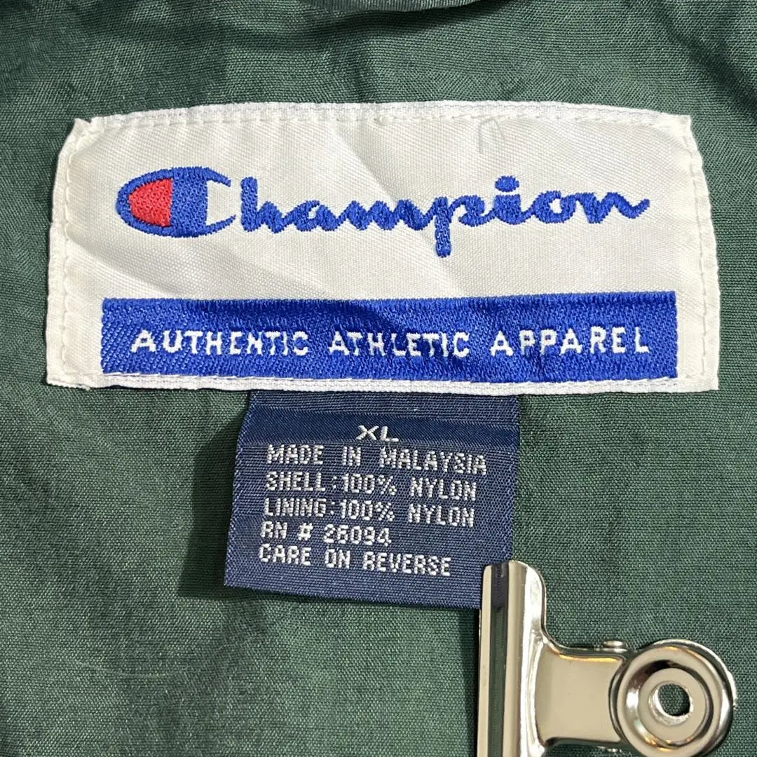 90s Champion Nylon Jacket XL Green One Point Embroidery 6125