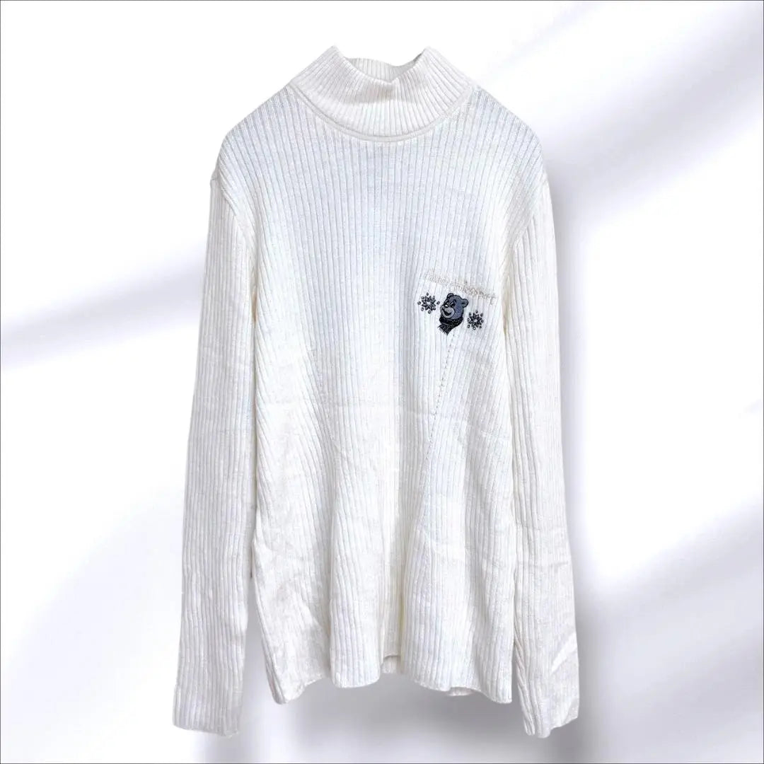 HARDY AMIES SPORT Jersey de punto de cuello alto y manga larga blanco M mujer