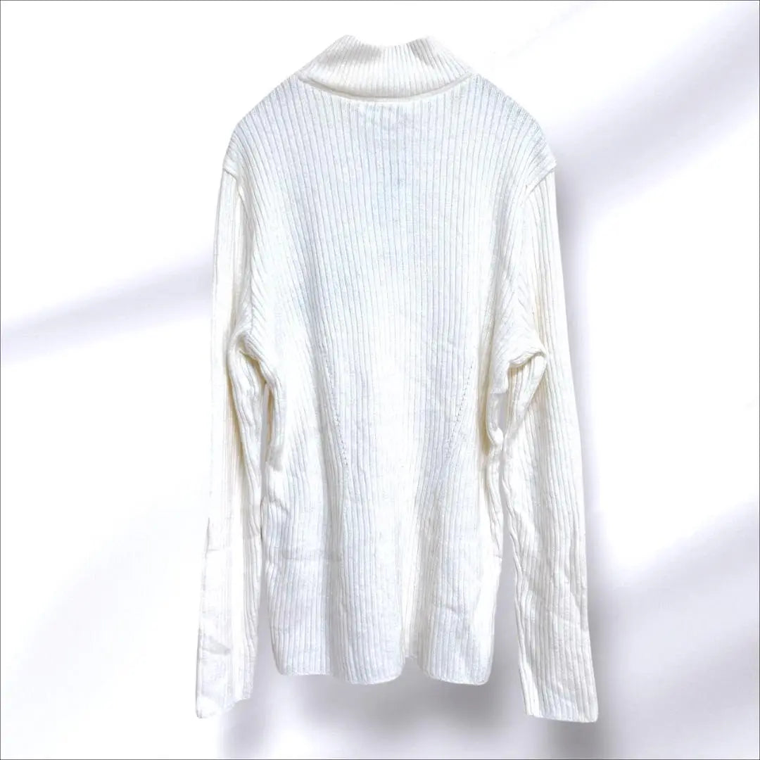 HARDY AMIES SPORT Jersey de punto de cuello alto y manga larga blanco M mujer