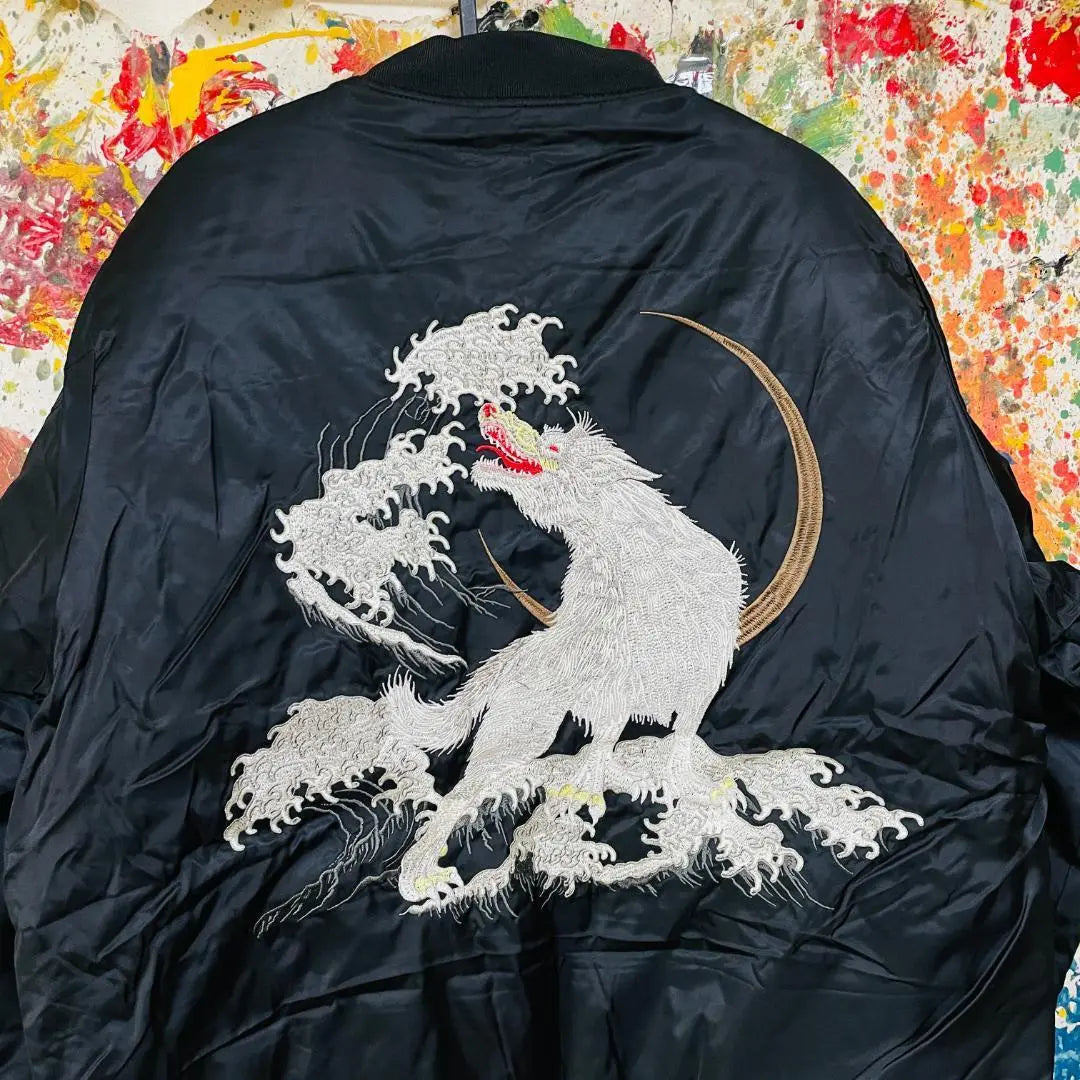 White Wolf Embroidered Men's Outerwear Blouson Jacket Jacket New Winter Fashionable