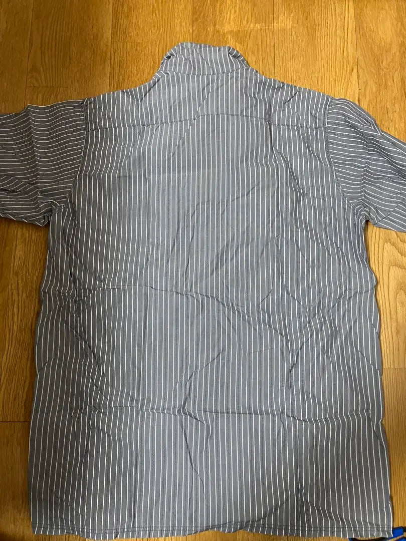 wtaps grey and white striped short sleeve shirt