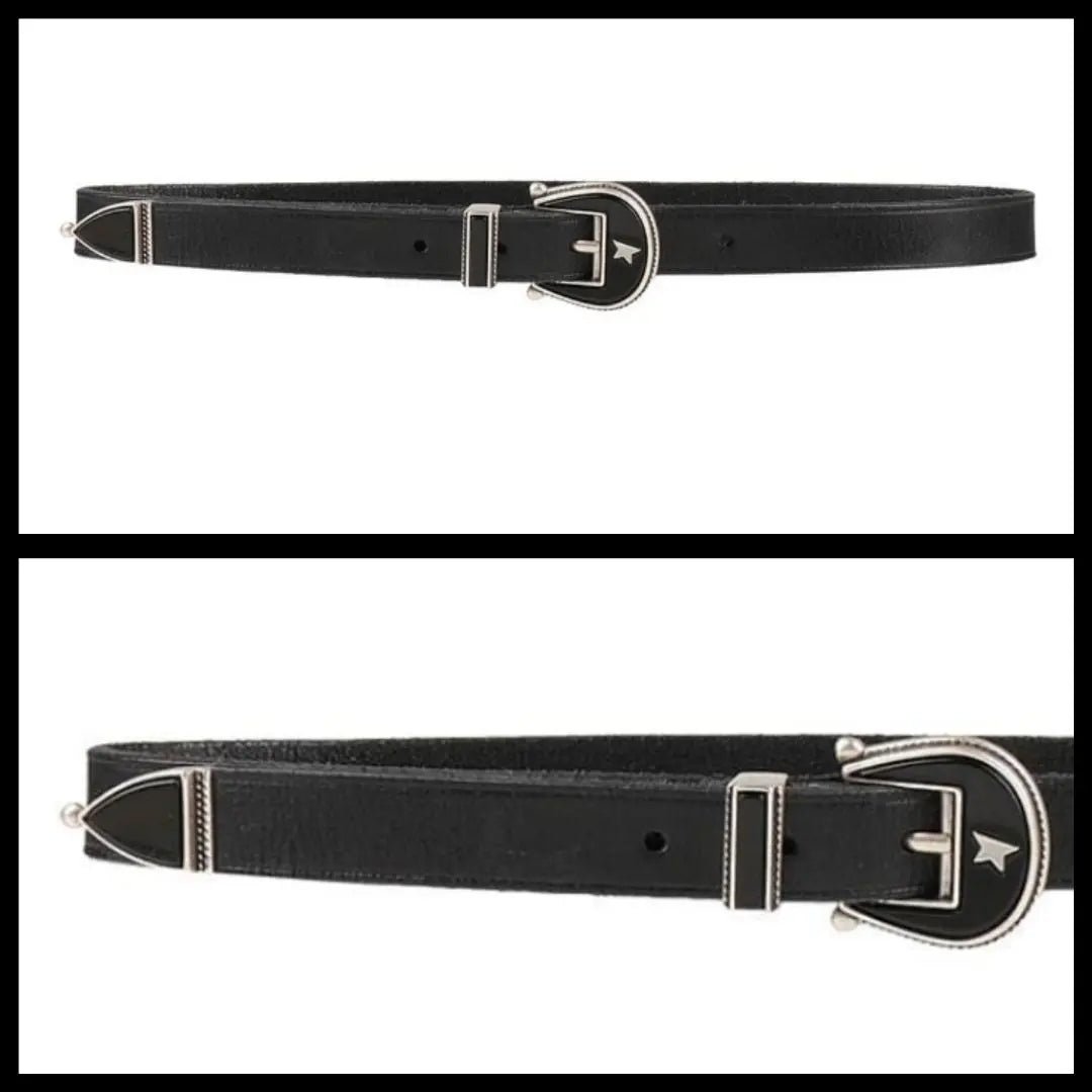 ♂♀New leather belt [GOLDEN GOOSE] Puntare black thin width