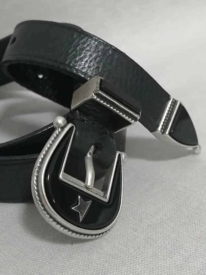 ♂♀New leather belt [GOLDEN GOOSE] Puntare black thin width