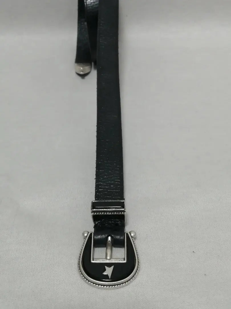 ♂♀New leather belt [GOLDEN GOOSE] Puntare black thin width