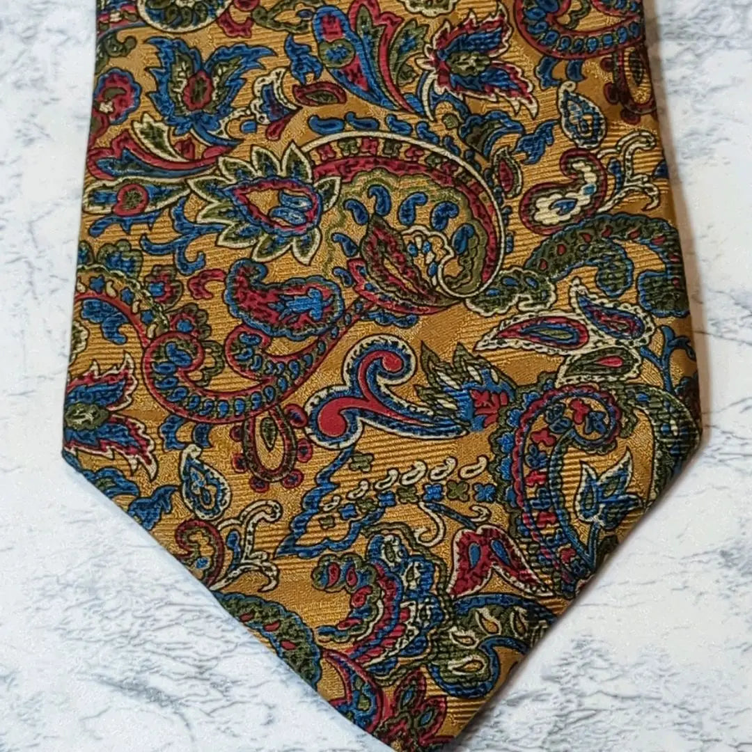 ✧NINA RICCI✧Tie Paisley Plant Pattern Yellow Colorful Unique