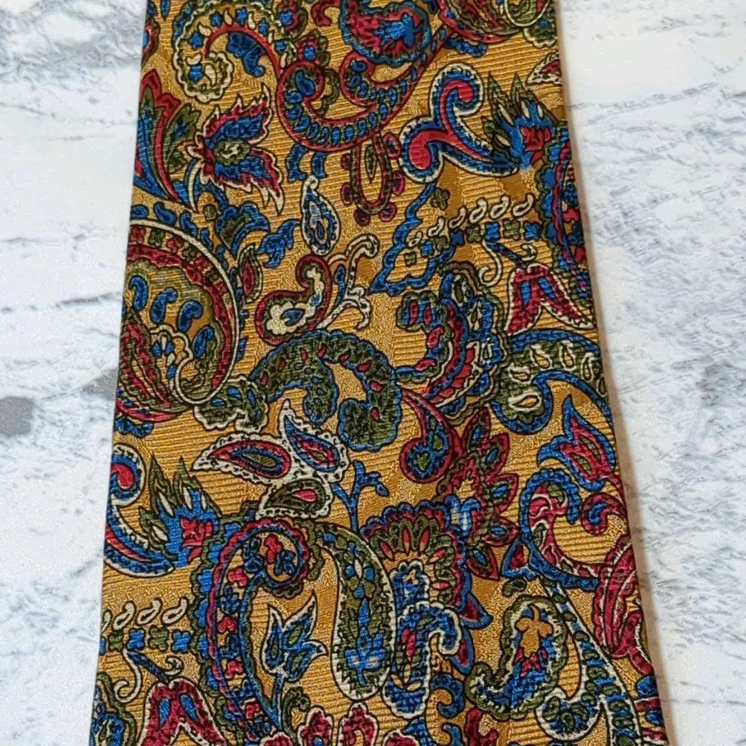 ✧NINA RICCI✧Tie Paisley Plant Pattern Yellow Colorful Unique