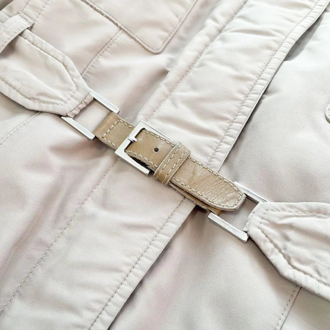 Good condition★Max Mara★Reversible coat belt fur ivory x camel