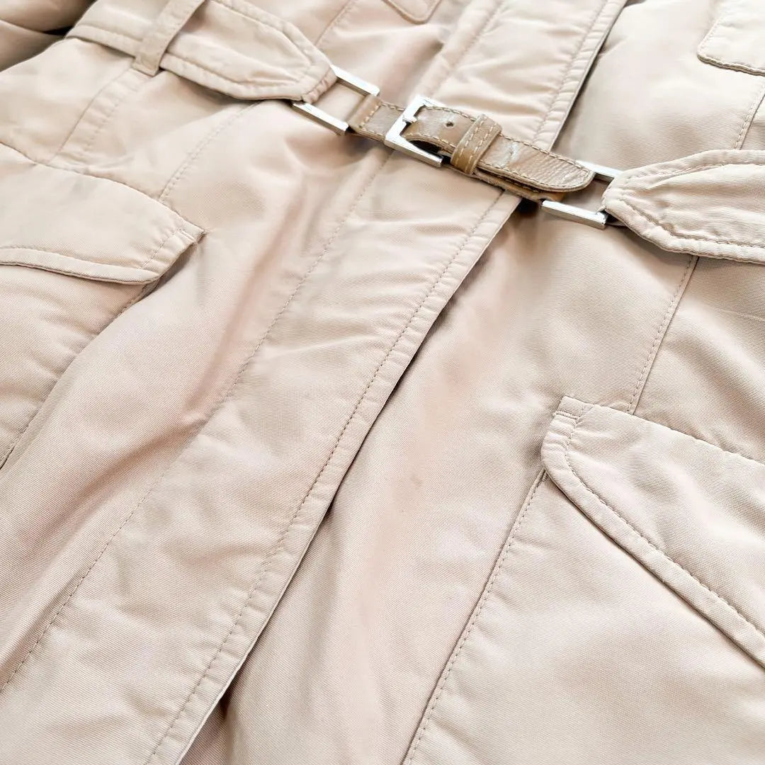 Good condition★Max Mara★Reversible coat belt fur ivory x camel