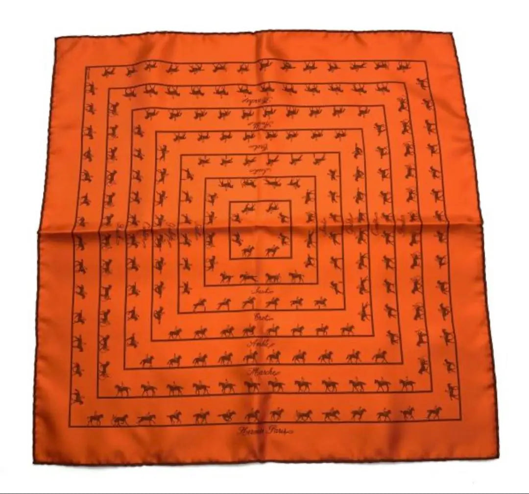 HERMES Orange Brown Pocket Scarf