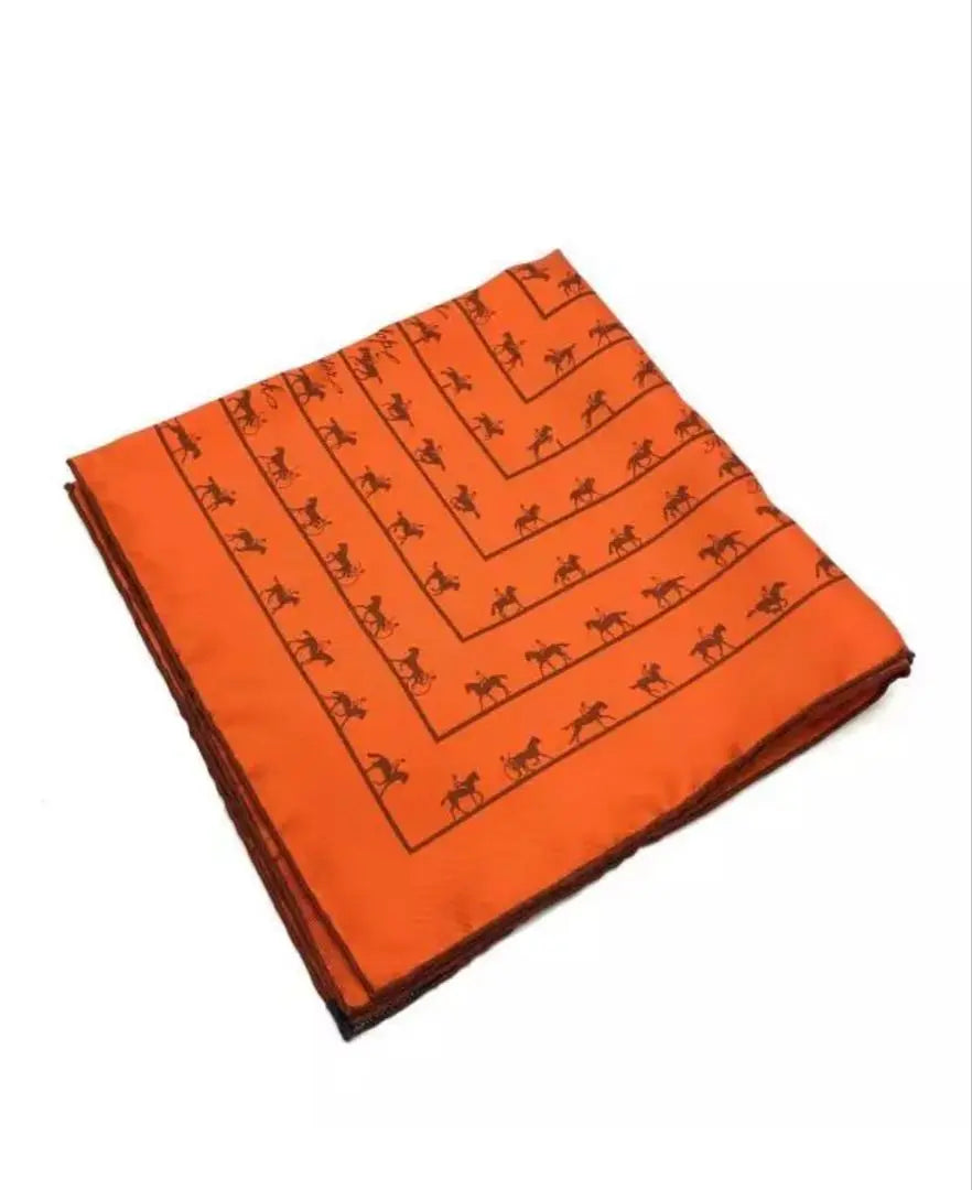 HERMES Orange Brown Pocket Scarf