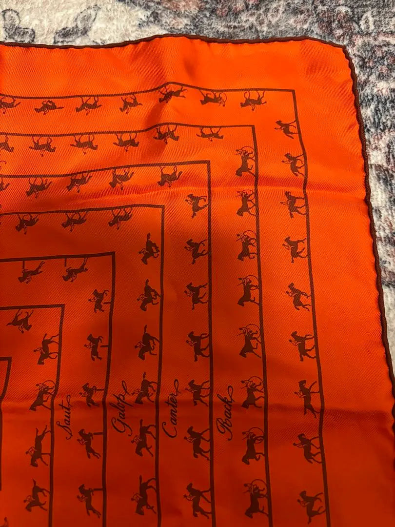 HERMES Orange Brown Pocket Scarf