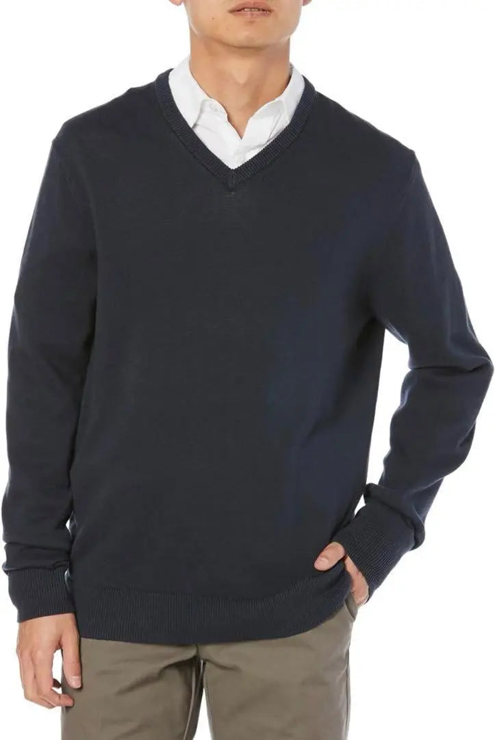 S [Amazon Essentials] Sweater V-neck Men's Black