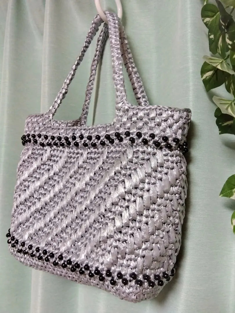 ☆☆☆ Special price ☆☆☆ Bead Suzan tape basket bag No.38 | ☆☆☆特価☆☆☆　ビーズ　スズランテープ　かごバッグNo.38