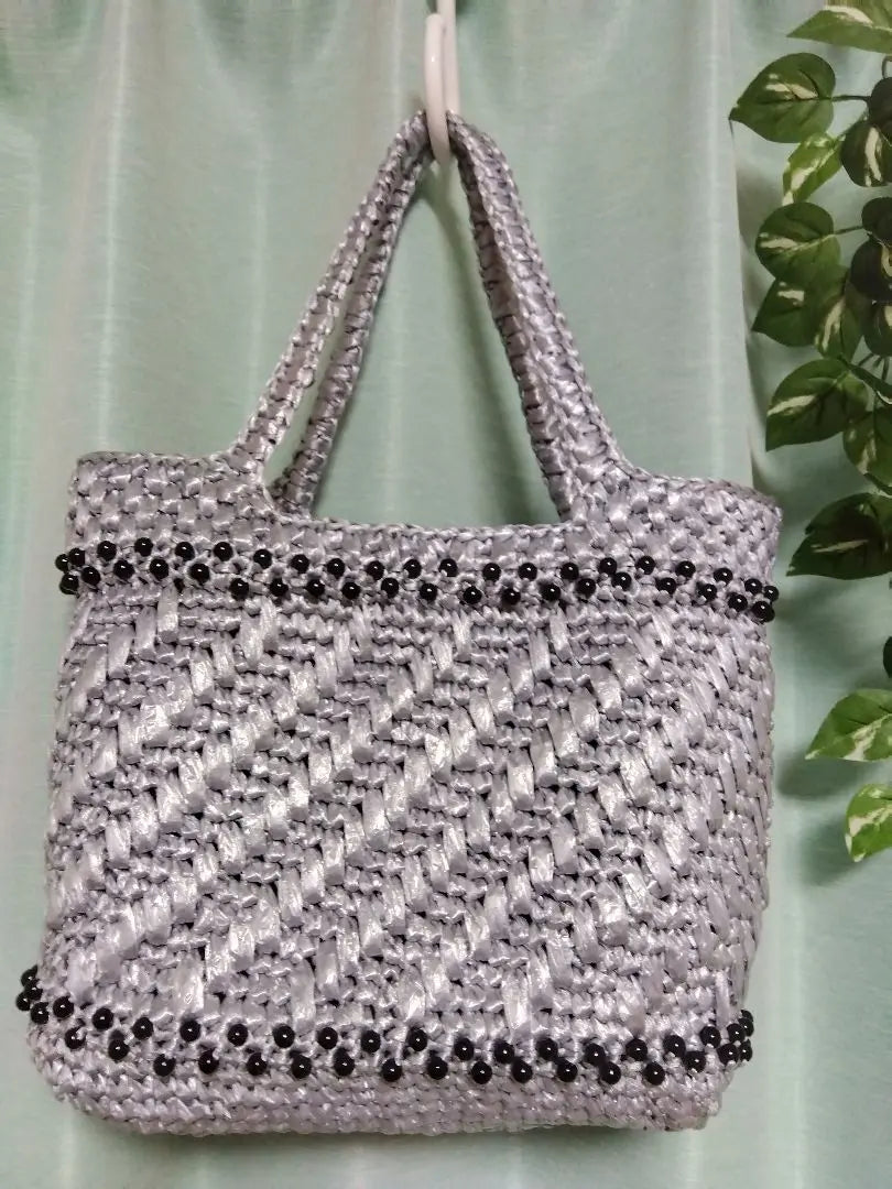 ☆☆☆ Precio especial ☆☆☆ Bolso cesta con cinta Bead Suzan No.38 | ☆☆☆特価☆☆☆ ビーズ スズランテープ かごバッグNo.38