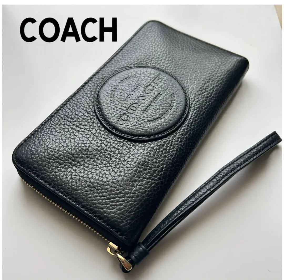 [Coach] Long Wallet Dempsey Logo Patch Large Wallet Leather Black