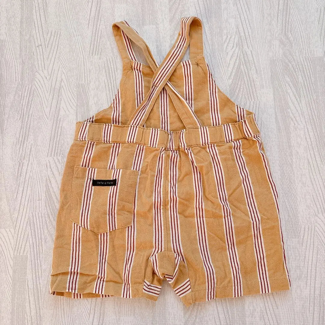 Birthday Taterate Overalls Romper Stripe Yellow 80