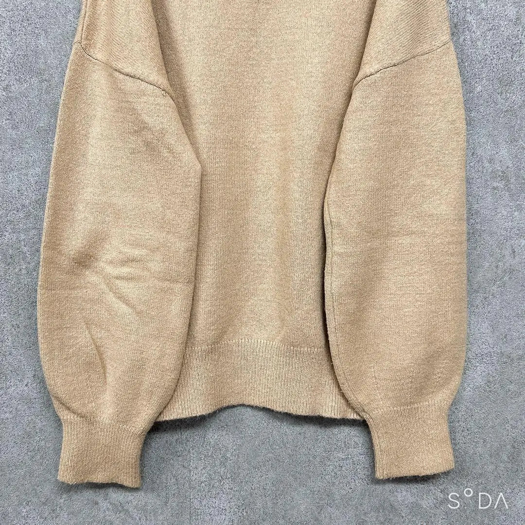 ♥Earth Music & Ecology [F] V-neck knit with lace, beige, thin