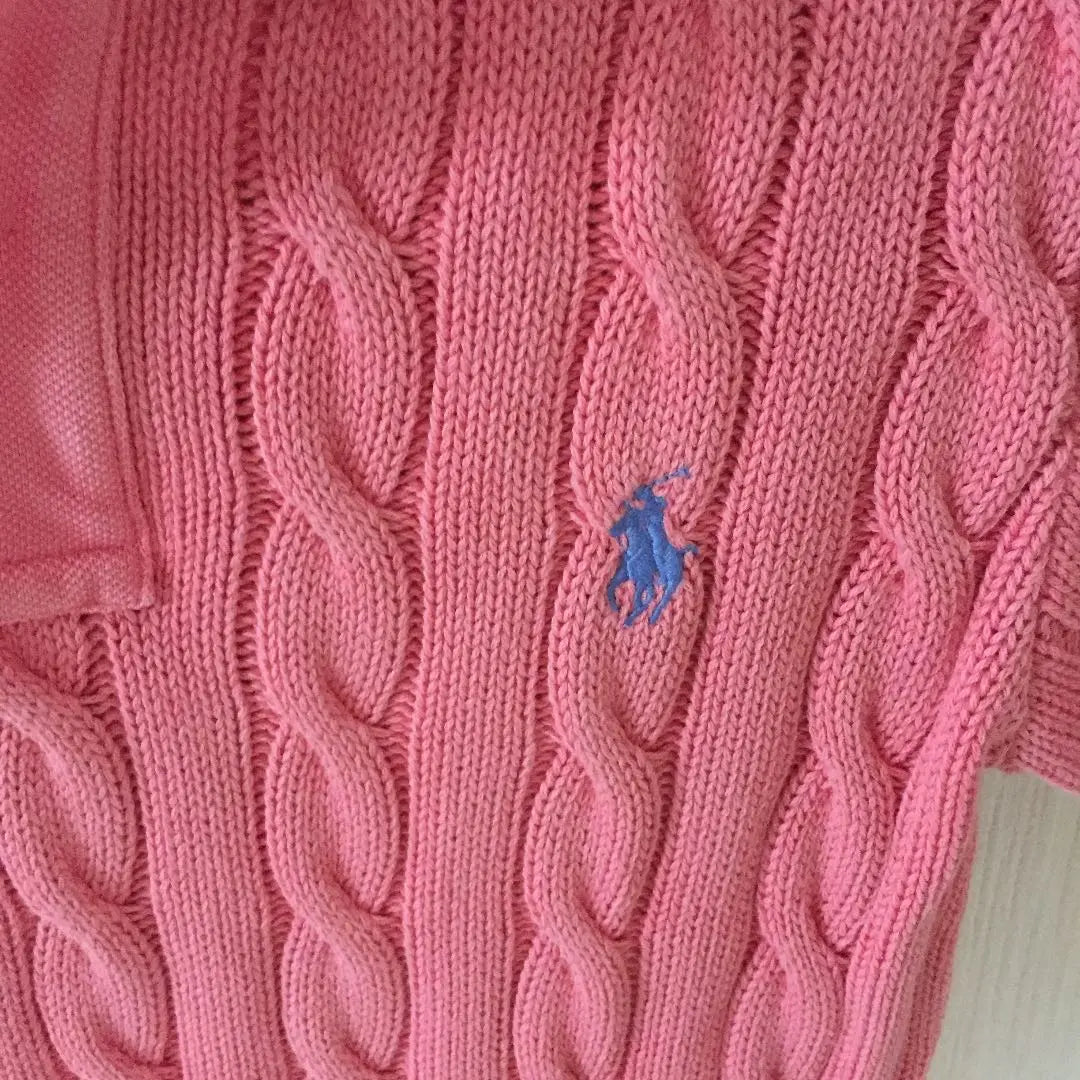 Popular sold out Ralph Lauren short sleeve cable knit polo shirt pink