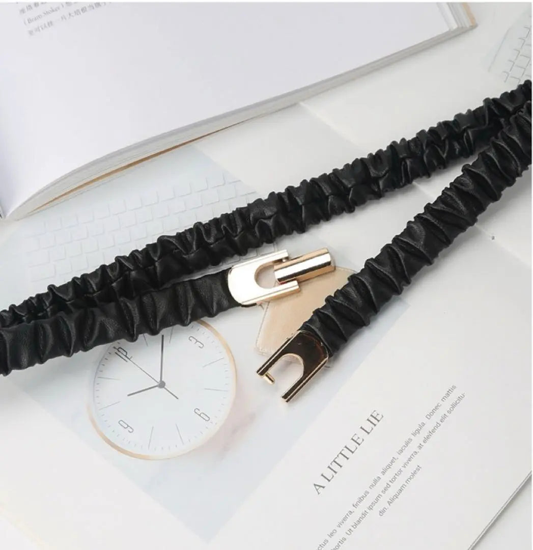 Women's Belt Gold Simple Dress Korean Black Thin Belt Black