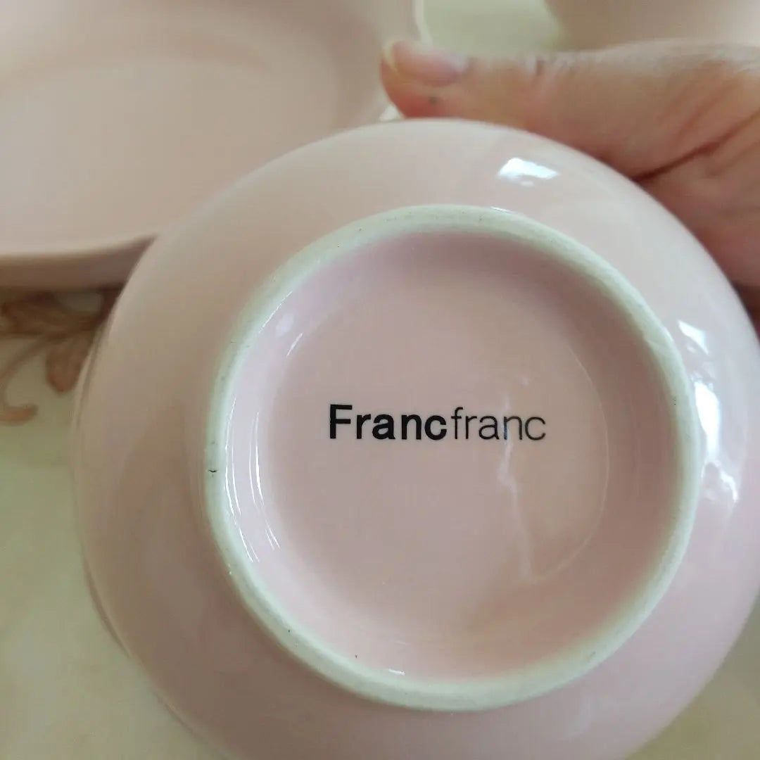 Francfranc Pink Plate Plate Tea bowl Bowl Set of 3