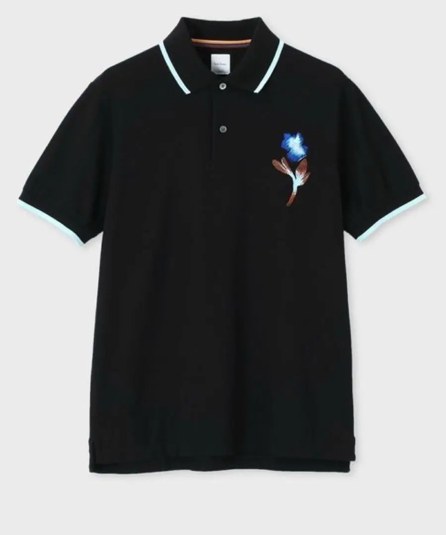 [PAUL SMITH] Camisa Poro Negro Flor Embroy Dary | 【Paul Smith】ポロシャツ ブラック フラワーエンブロイダリー