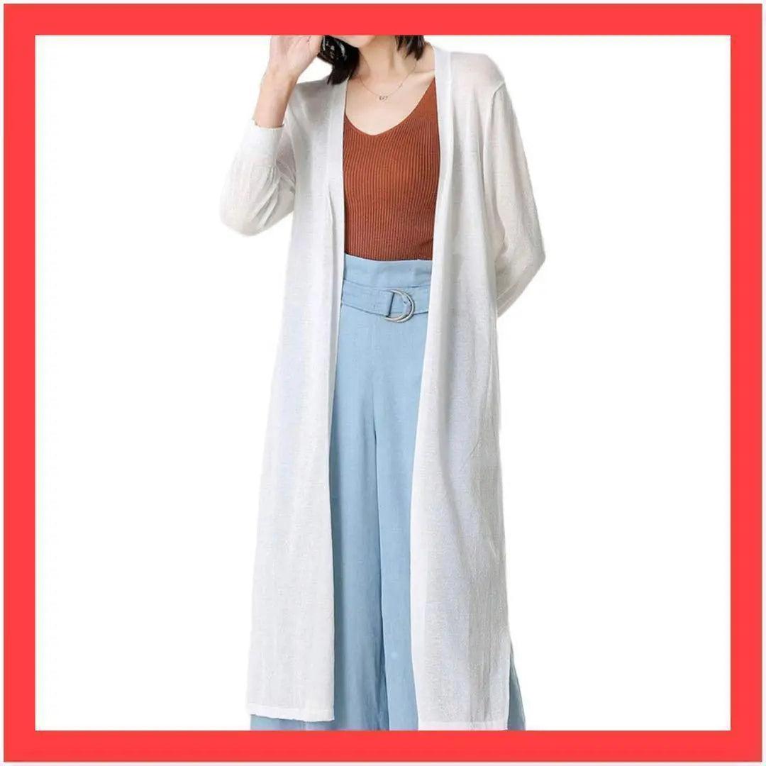 Women's Cardigan Long Thin Knit Cooling Protection UV Protection White М