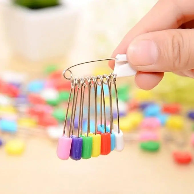 ⭐️ 50 Safety Pins Pack Assorted Color Diapers Pin Plastic Head