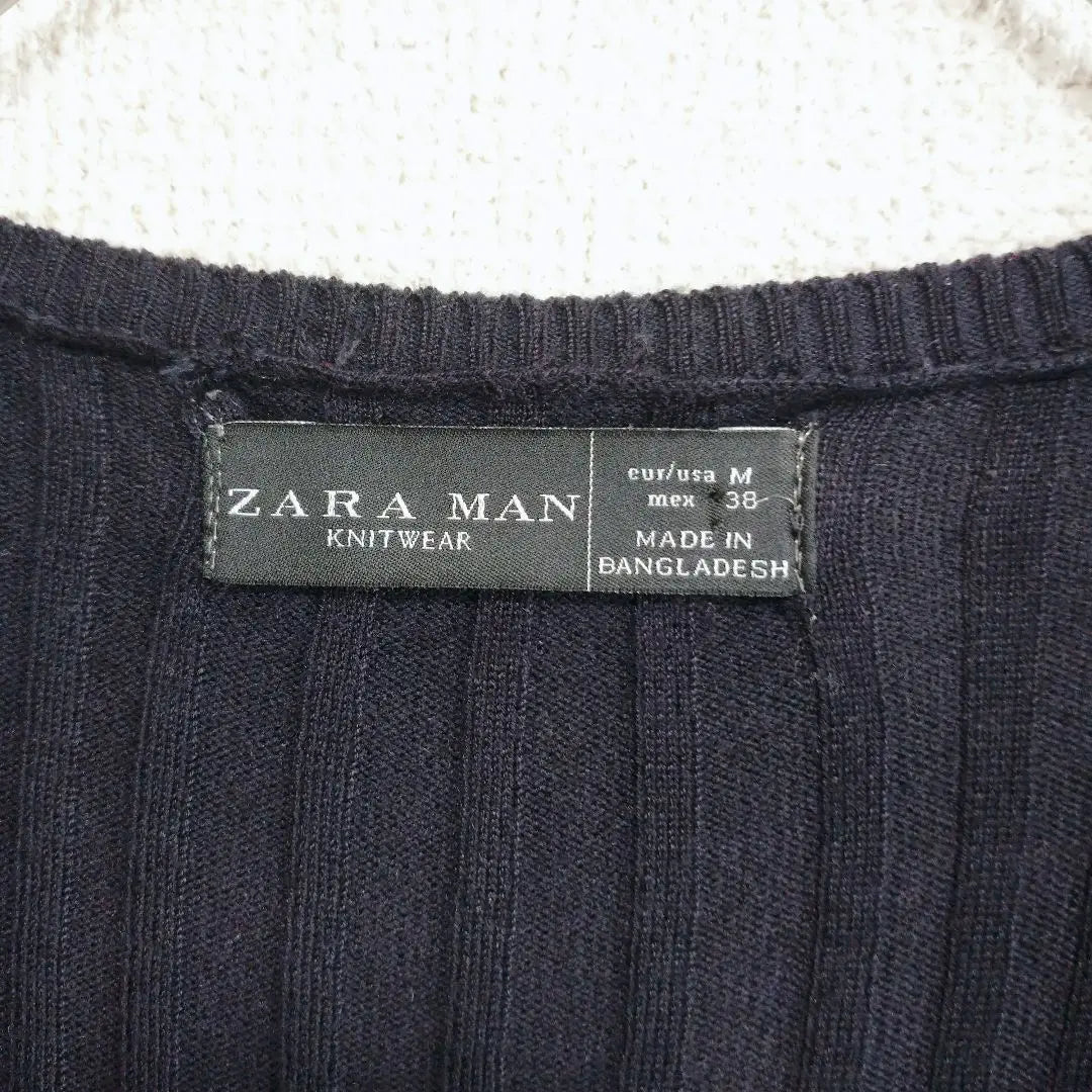 [Zara] Camiseta en perfecto estado, manga corta, camiseta de punto, azul marino, M, entallada, ajustada, ropa interior