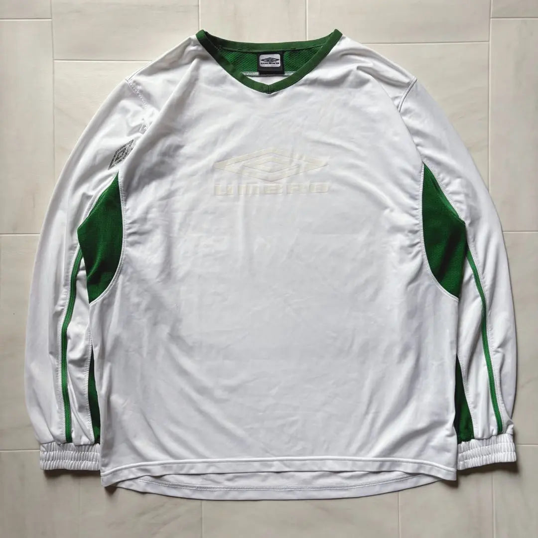 [Buena combinación de colores] Camiseta de juego Umbro de manga larga con logotipo central bicolor, años 00, talla L