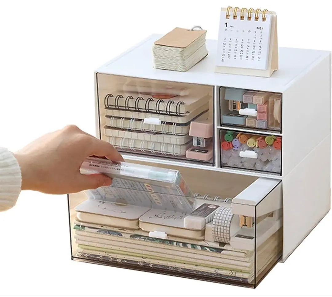 Small item storage case, tabletop storage case, free combination, drawers (L size 2 set - white)