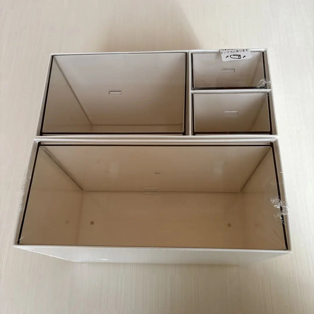 Caja de almacenamiento de artículos pequeños, caja de almacenamiento de sobremesa, combinación libre, cajones (juego de 2 tamaño L - blanco)