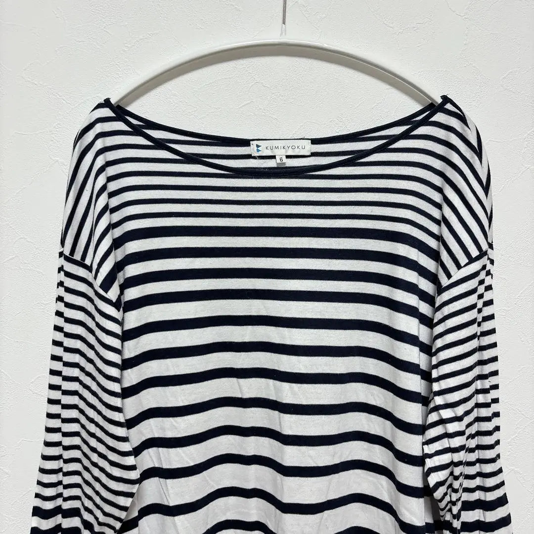 Kumikyoku top, crew neck, thin, striped, casual, large size | クミキョク トップス クルーネック 薄手 ボーダー カジュアル 大きいサイズ