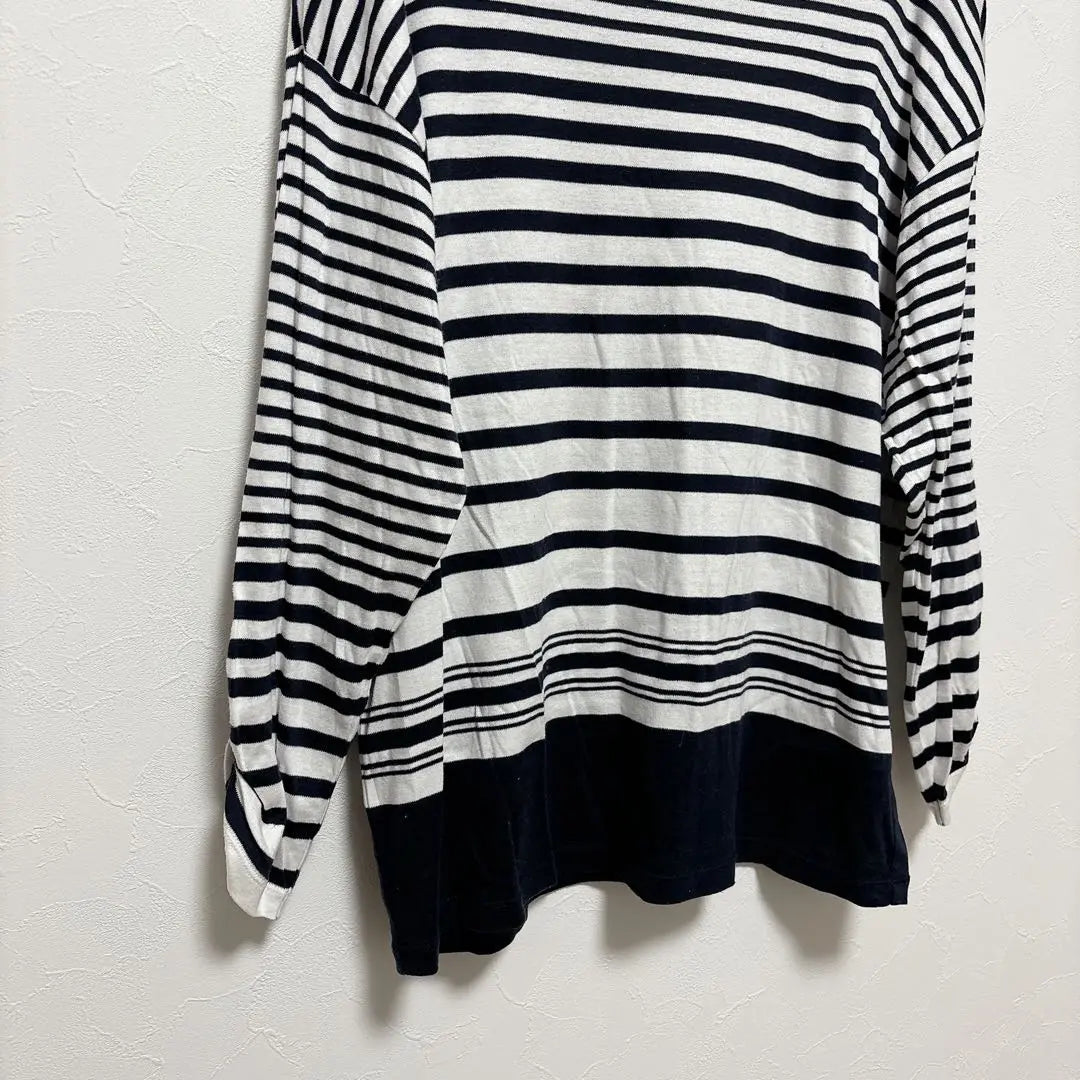 Kumikyoku top, crew neck, thin, striped, casual, large size | クミキョク トップス クルーネック 薄手 ボーダー カジュアル 大きいサイズ