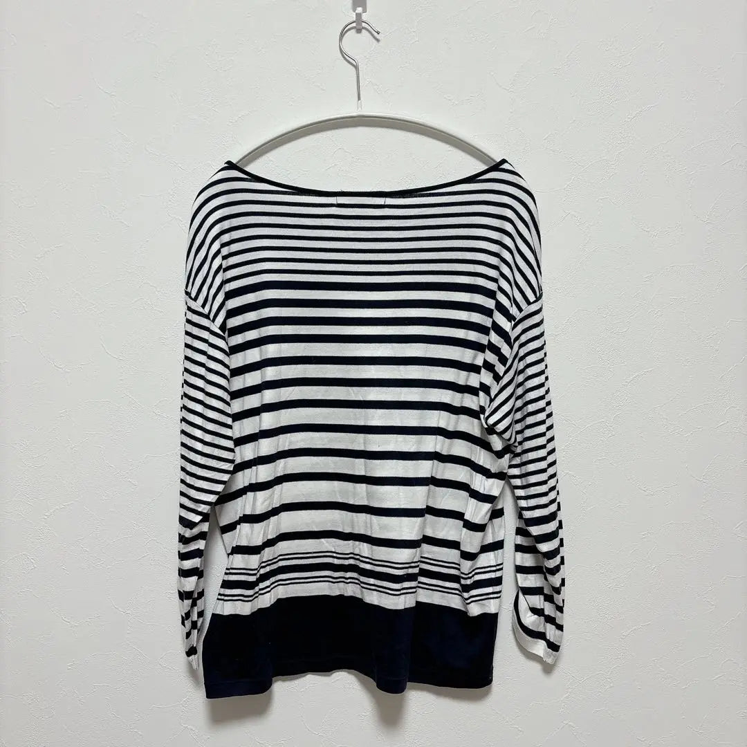 Kumikyoku top, crew neck, thin, striped, casual, large size | クミキョク トップス クルーネック 薄手 ボーダー カジュアル 大きいサイズ