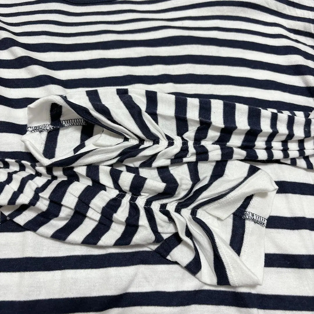 Kumikyoku top, crew neck, thin, striped, casual, large size | クミキョク トップス クルーネック 薄手 ボーダー カジュアル 大きいサイズ