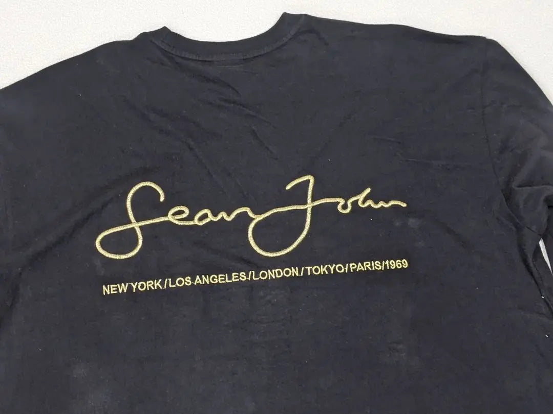 Años 90 Seanjohn Súper logo dorado extragrande lon T | Años 90SeanJohn スーパーオーバーサイズ 金ロゴ ロンT