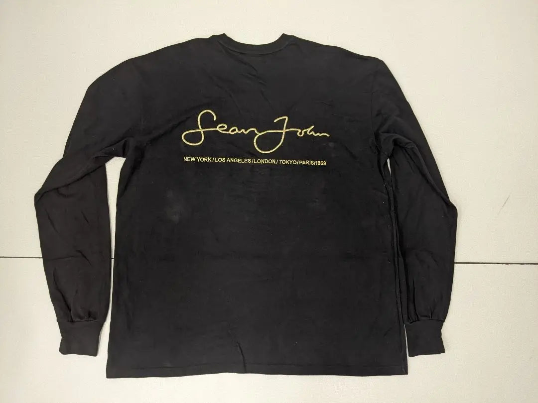 Años 90 Seanjohn Súper logo dorado extragrande lon T | Años 90SeanJohn スーパーオーバーサイズ 金ロゴ ロンT