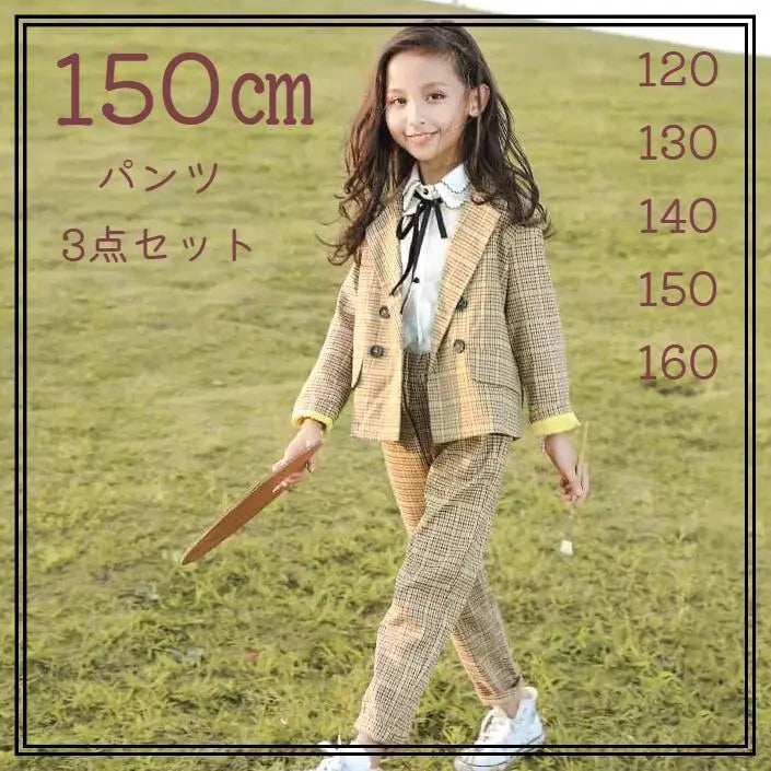 150cm Pantalones para niños Blusa con configuración Ceremonia de graduación para niñas Ceremonia de entrada Amarillo | 150㎝ キッズ パンツ セットアップ ブラウス 女の子 卒業式 入学式 黄