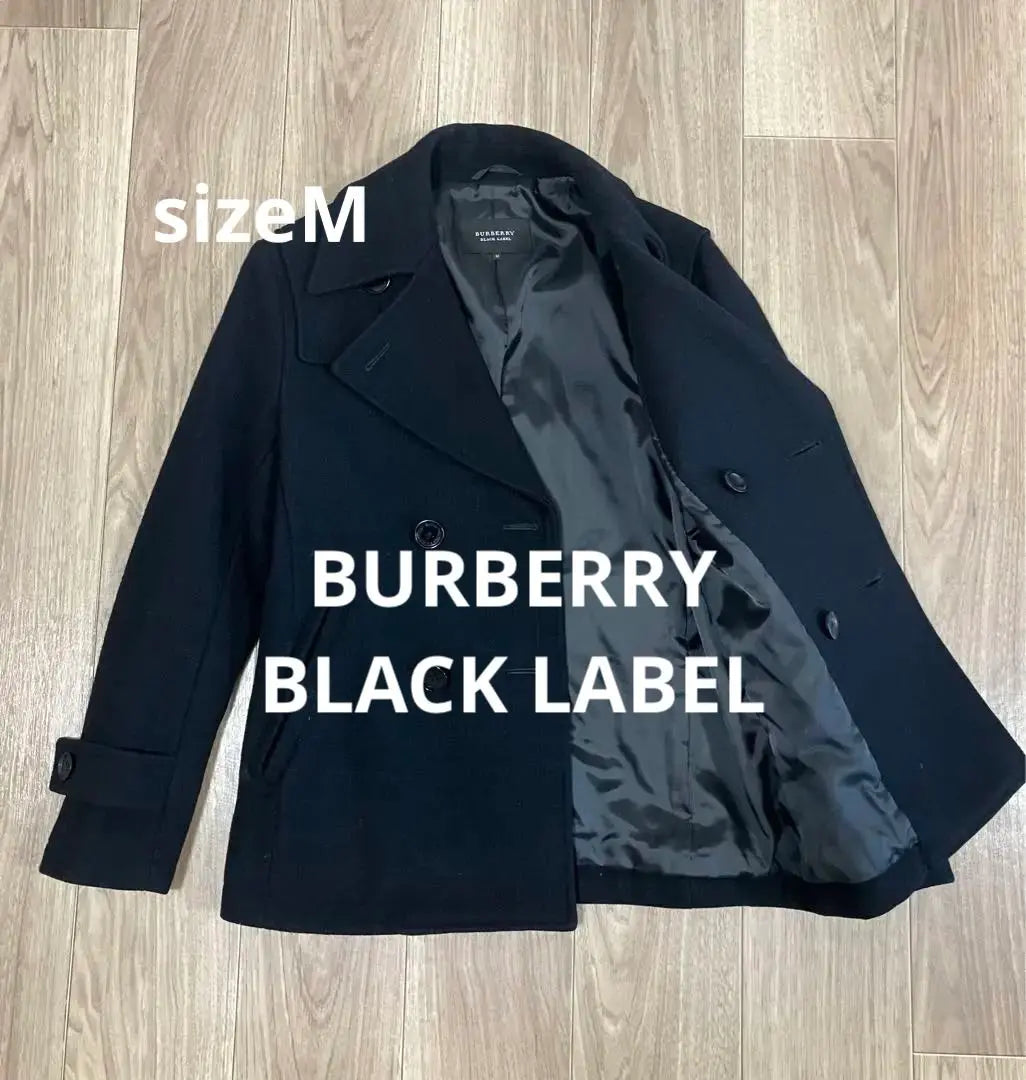 BURBERRY BLACK LABEL Black Wool Peacoat Men's