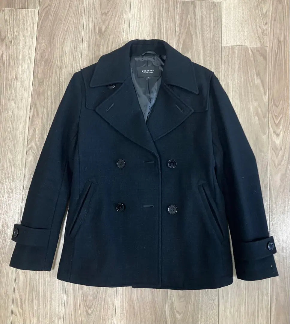 BURBERRY BLACK LABEL Black Wool Peacoat Men's