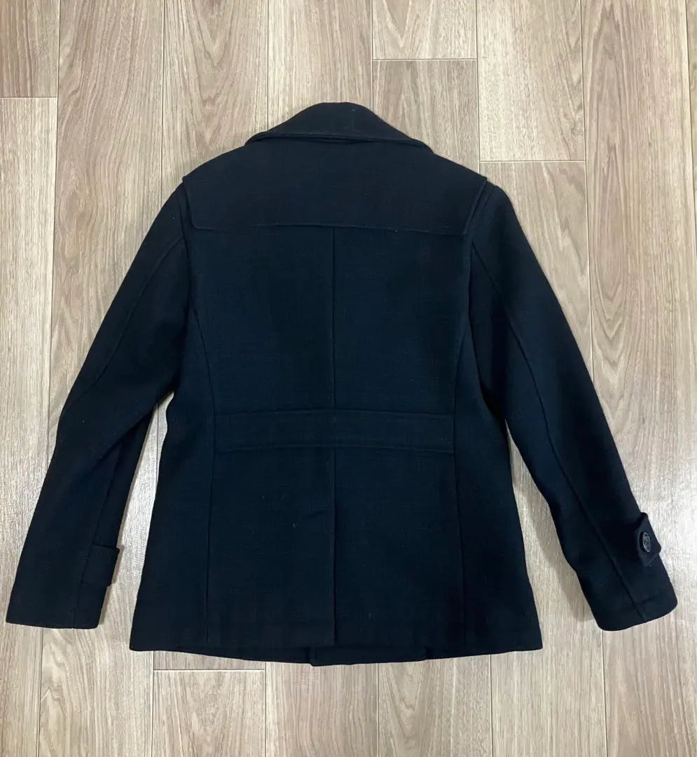 BURBERRY BLACK LABEL Black Wool Peacoat Men's