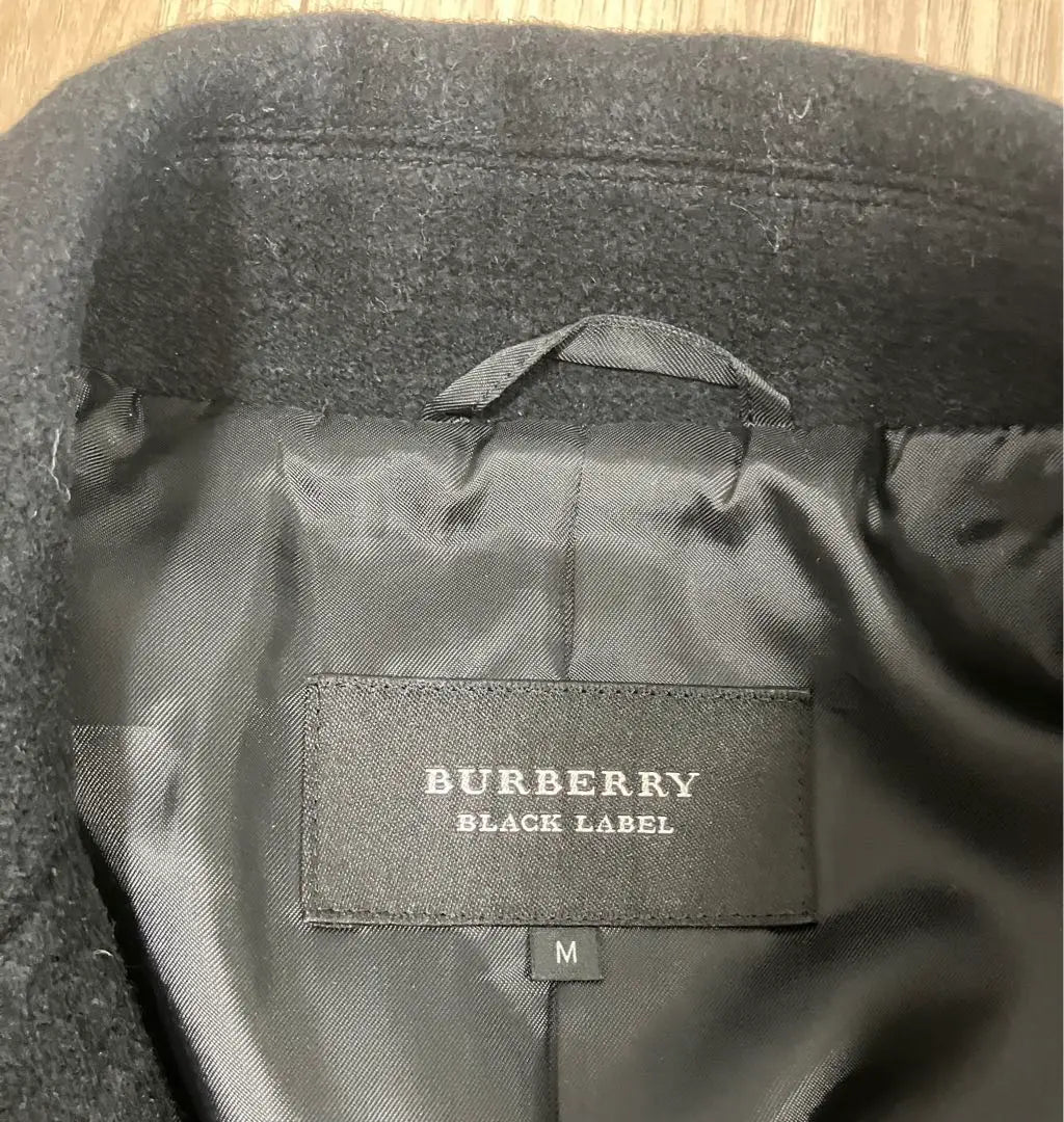 BURBERRY BLACK LABEL Black Wool Peacoat Men's