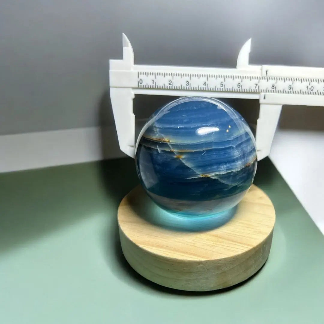 [New] Large blue onyx sphere with beautiful blue | 【新品】青が綺麗な大きめブルーのオニキススフィア