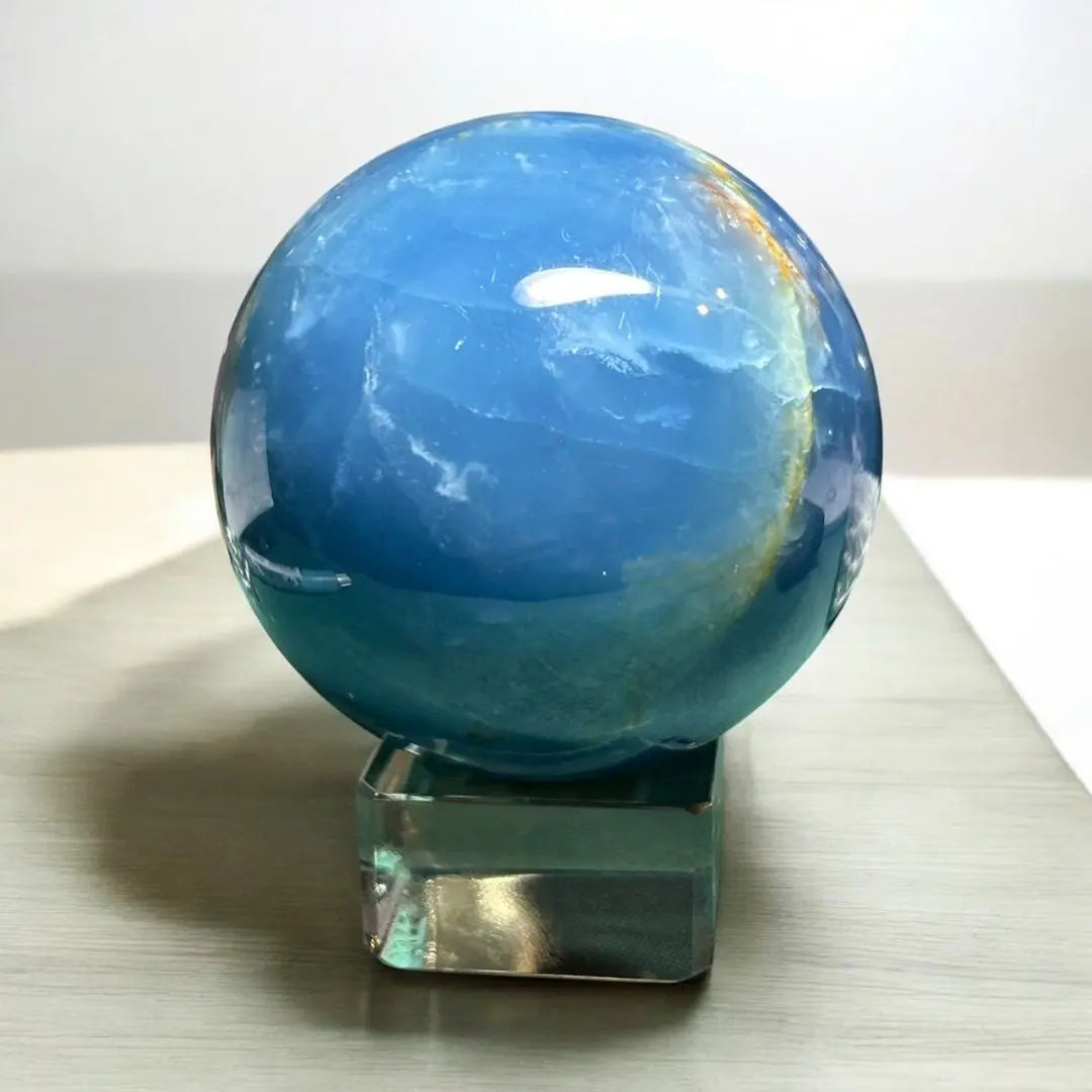 [New] Large blue onyx sphere with beautiful blue | 【新品】青が綺麗な大きめブルーのオニキススフィア