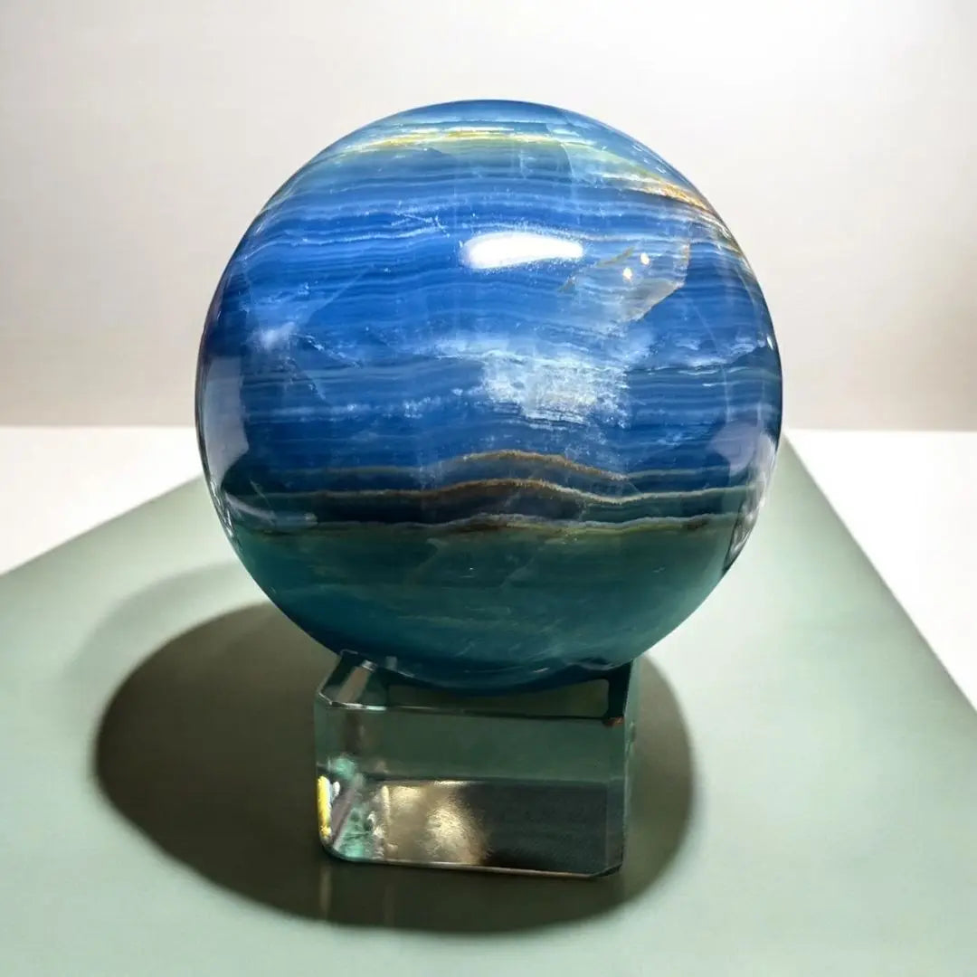 [Nuevo] Gran esfera de ónix azul con un hermoso color azul | 【新品】青が綺麗な大きめブルーのオニキススフィア