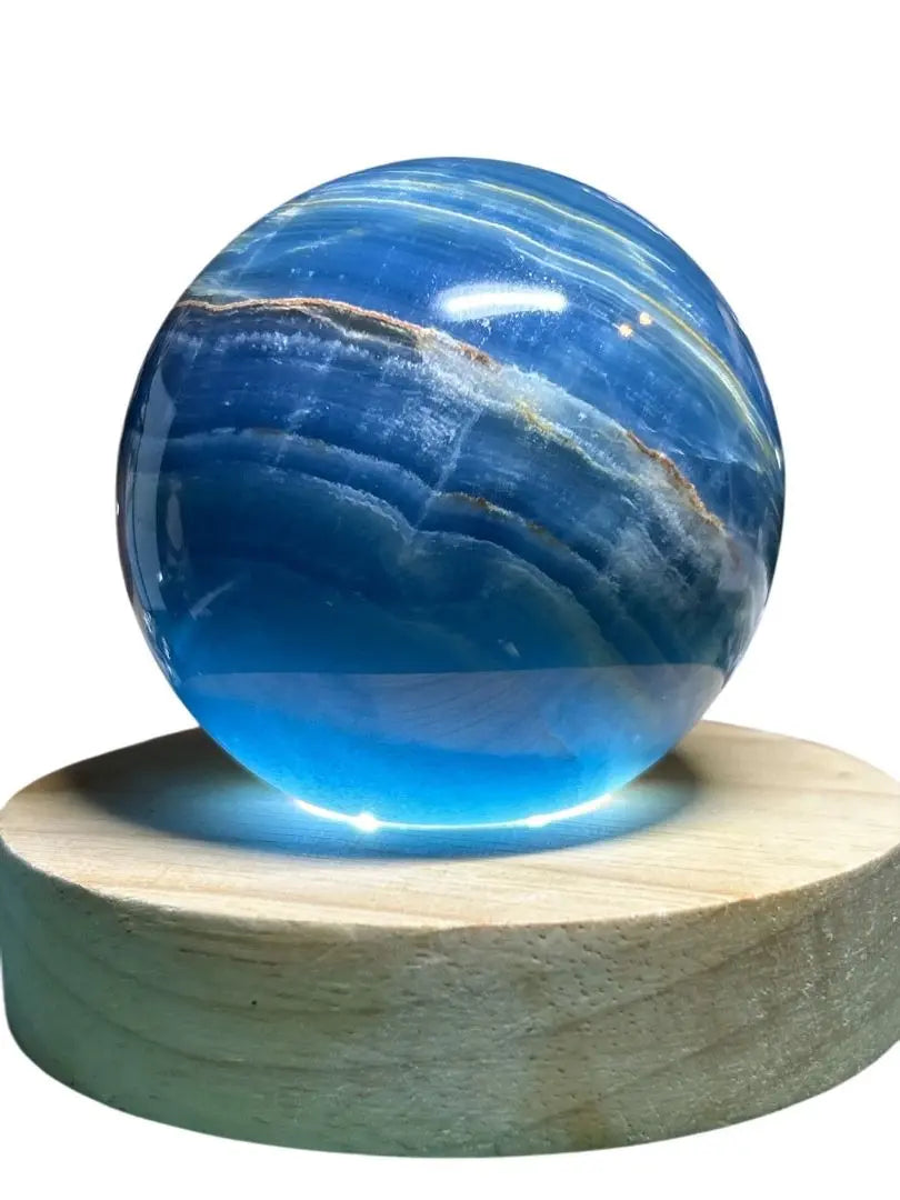 [New] Large blue onyx sphere with beautiful blue | 【新品】青が綺麗な大きめブルーのオニキススフィア