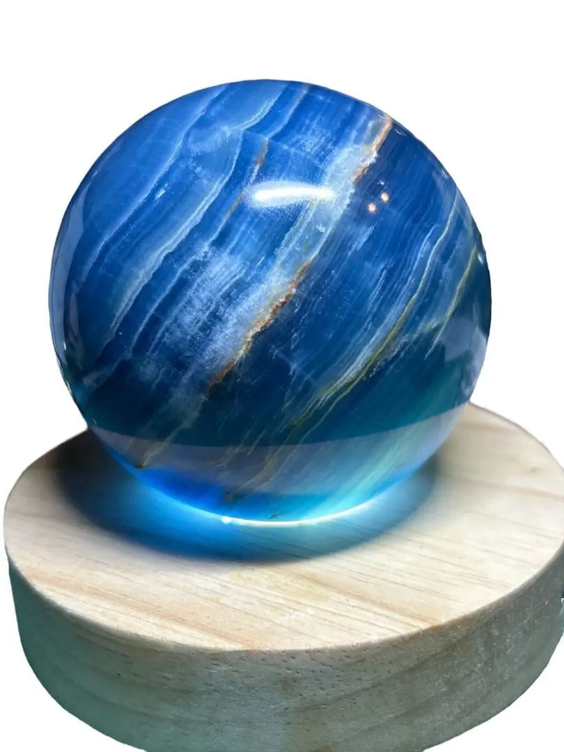 [New] Large blue onyx sphere with beautiful blue | 【新品】青が綺麗な大きめブルーのオニキススフィア