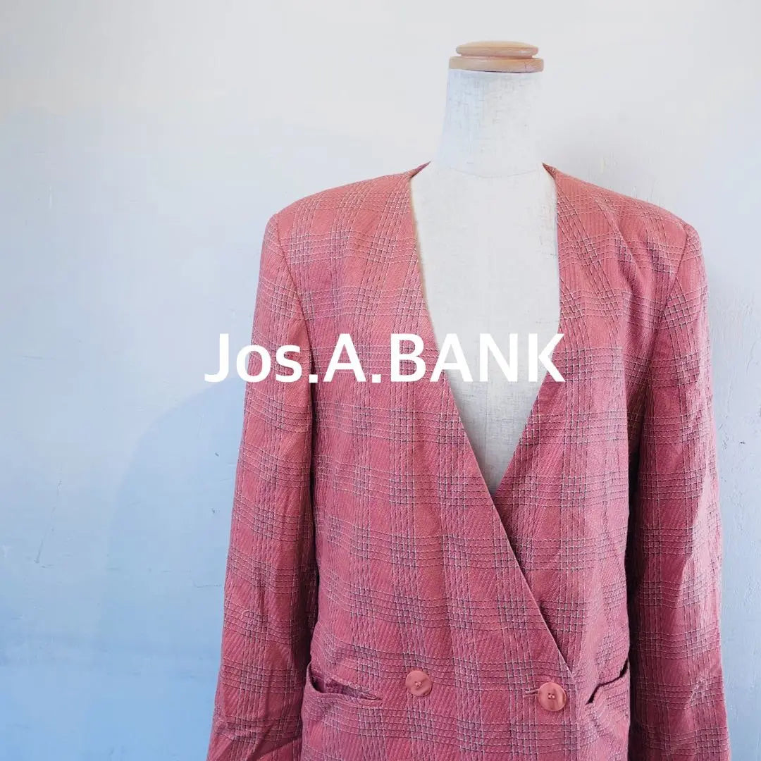 Beautiful condition Josue Bank jacket, checkered pattern, no collar, pink [484]